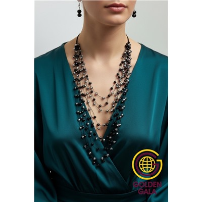 Комплект бижутерии "Хрустальная россыпь" , цвет черный с серебристым