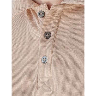 Поло из фактурного трикотажа с застежкой на пуговицы