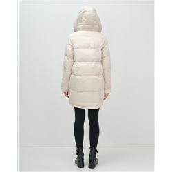 Куртка зимняя женская с капюшоном модная бежевого цвета 3193B