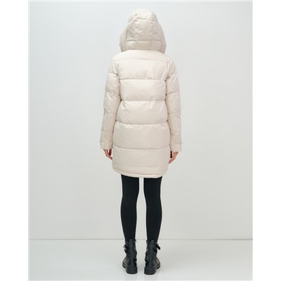 Куртка зимняя женская с капюшоном модная бежевого цвета 3193B