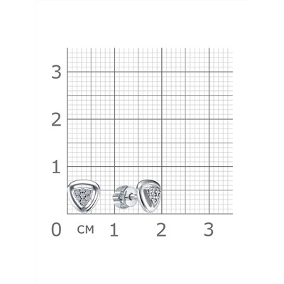 Серьги с фианитом родированные серебро 925*