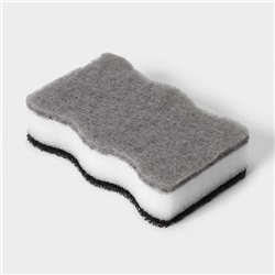 Двойной дозатор для мыла и моющего средства, с губкой в комплекте, по 300 мл, чёрный