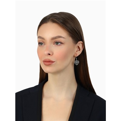 Серьги металл «Любовь» древо в сердце, цвет чернёное серебро