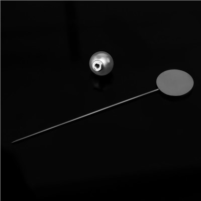 Основа «Брошь-игла» с бусиной d=1см (набор 5 шт.), L=7,5 см,площадка 1,5см, цвет серебро