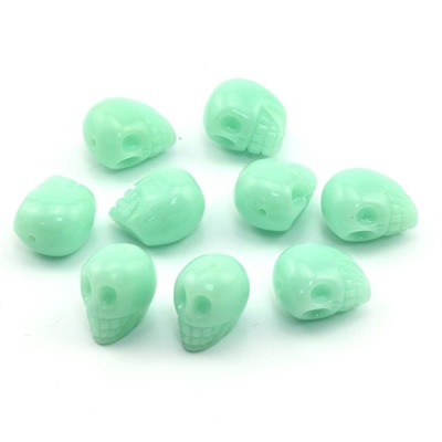 Разделитель-бусина П, Череп  9*11*13мм, цв.мятный, отверстие 1,2мм