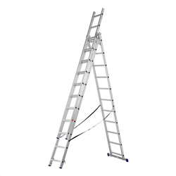Лестница, 3 х 11 ступеней, алюминиевая, трехсекционная, Сибртех