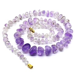 Бусы из Аметиста светлого (Ватиха) галтовка, 62см, 69г