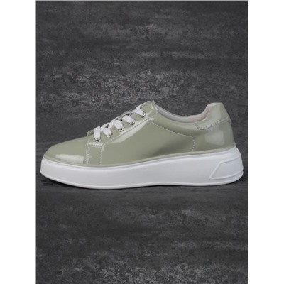 05-PDD215-3 GRAY GREEN Кроссовки женские (натуральная кожа)