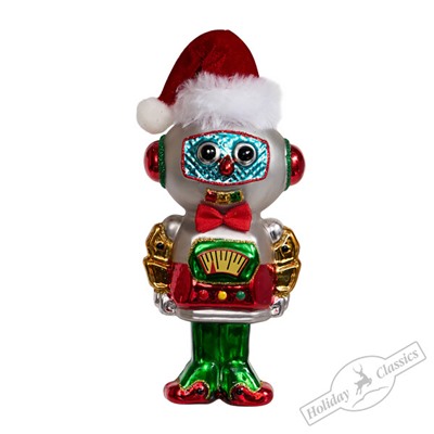 Робот в рождественском колпачке (стекло) 6,5х4,5х15,5 см