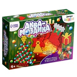 УЦЕНКА Аквамозаика с декорациями «Новогодняя ёлка», 4 фигурки