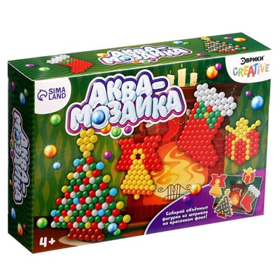 УЦЕНКА Аквамозаика с декорациями «Новогодняя ёлка», 4 фигурки