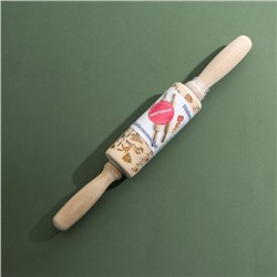 Скалка новогодняя Доляна, фигурная, 30×4 см, рабочая часть 11.5 см, вращающаяся