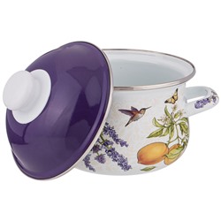 КАСТРЮЛЯ AGNESS ЭМАЛИРОВАННАЯ С ЭМАЛ.КРЫШКОЙ СЕРИЯ "ПРОВАНС ЛИМОНЫ"1.5 Л, 16*10 СМ