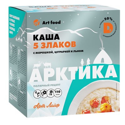 Каша Арктика с морошкой, цетрарией и льном, 10 порций по 30 г.