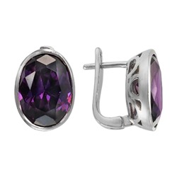 Серьги 'Ретро' с фианитом, родий ТПСН.785Ф6R