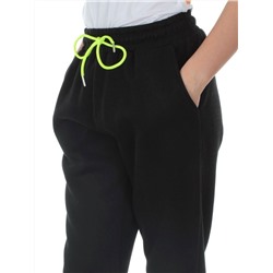 M073 BLACK Брюки спортивные утепленные женские (85% хлопок, 10% полиэстер, 5% спандекс)