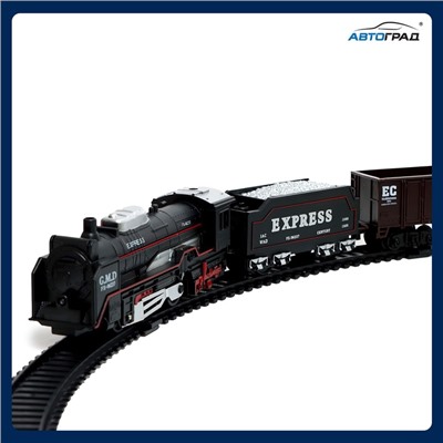 Железная дорога «Товарный поезд», с 9 вагонами, работает от батареек, свет