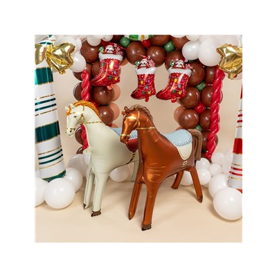 Воздушный шар фольгированный 3D 35" «Лошадка», кремовый, сатин