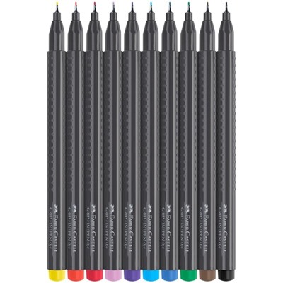 Набор капиллярных ручек Faber-Castell "Grip Finepen" 10цв., 0,4мм, трехгранные, пластик. уп.
