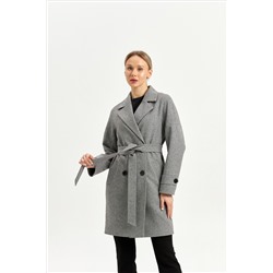 Пальто женское демисезонное 22970 (серый/ёлочка)