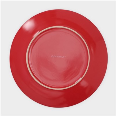 Тарелки Доляна «Красный горох», 18 предметов: 6 тарелок d=19 см, 6 тарелок d=27 см, 6 мисок d=19 см, керамика, красные