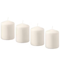 HEMSJÖ Свеча-столбик 4штBlockkerze duftneutral, naturfarben, 8 cm