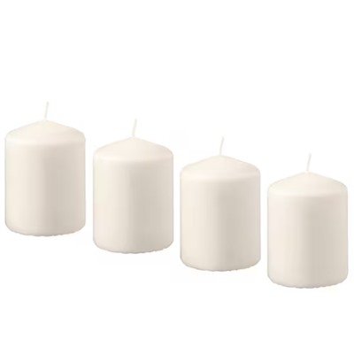 HEMSJÖ Свеча-столбик 4штBlockkerze duftneutral, naturfarben, 8 cm