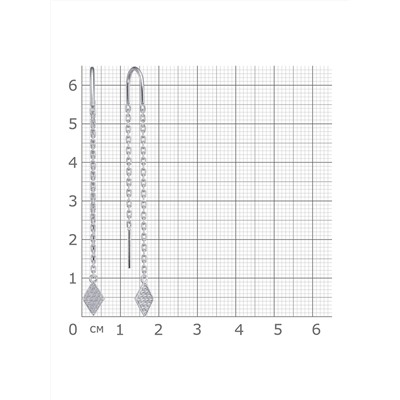 Серьги с фианитом родированные серебро 925*