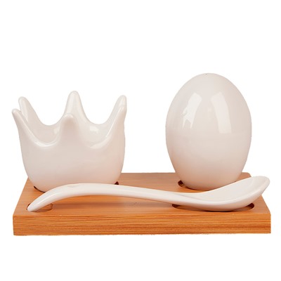Набор на подставке: подставка для яйца, солонка, ложка "Naturel" 11,5*8*5см (подарочная упаковка)