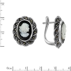 Серьги 'Камея' с агатом, перламутром и марказитами ТПСН.312АЧN