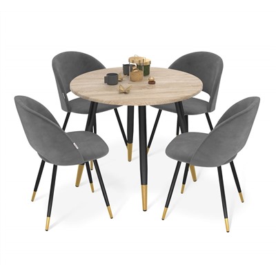 Обеденная группа SHT-DS216
                        дуб сонома / платин.-серый / чер. муар / зол