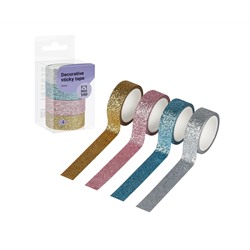 Набор клейких декоративных лент MESHU "Glitter", 4шт