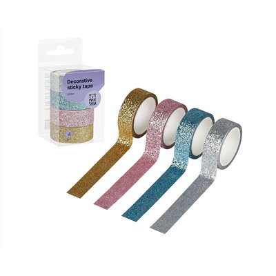 Набор клейких декоративных лент MESHU "Glitter", 4шт