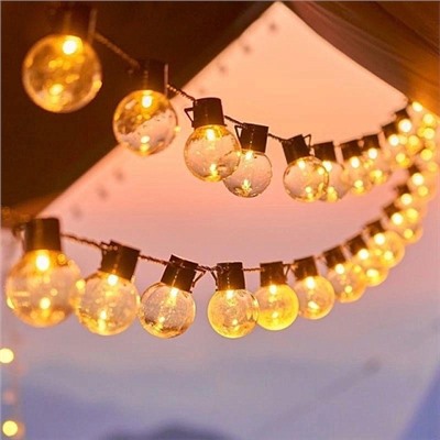 Уличная гирлянда на солнечной батарее Лампочки в стиле ретро, 3м, 20ламп