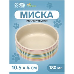 Миска керамическая "Разноцветные полоски" 180 мл,  10,5 х 4 см