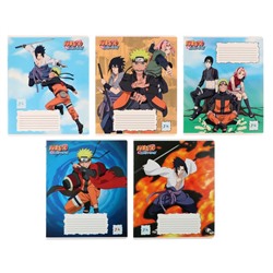 Тетрадь 24 листов в линейку на скрепке Naruto, обложка мелованный картон, МИКС