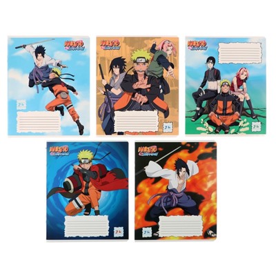 Тетрадь 24 листов в линейку на скрепке Naruto, обложка мелованный картон, МИКС