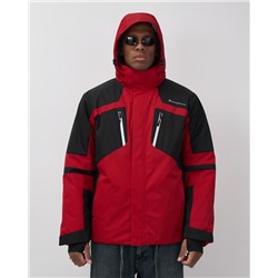 Горнолыжная куртка мужская зимняя красного цвета 7613Kr
