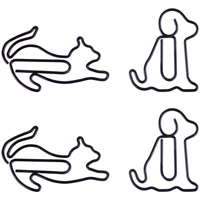 Скрепки фигурные 19мм, Meshu "Cat&Dog ", 4шт., пакет с европодвесом