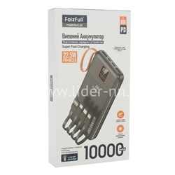 Портативное ЗУ (Power Bank) 10000mAh FaizFULL FL28 2 USB/Micro USB/Type-C/дисп./встр.кабели (черный)