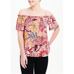 Pink Floral Bardot Top