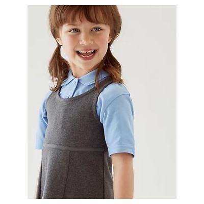 2pk Girls' Cotton School Pinafores (2-12 Yrs)