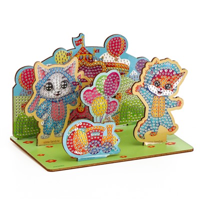 Алмазная мозаика для детей с частичным заполнением на фигурках «Милые Зверята»