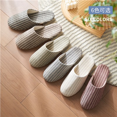 Slippers, demi-season non-slip thin winter footwear indoor, cotton and linen, soft sole