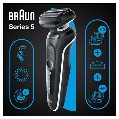 Braun Elektrischer Rasierer fur Manner quot;Series 5 51-W4650csquot; in Schwarz  Электробритва мужская "Series 5 51-W4650cs" в черном