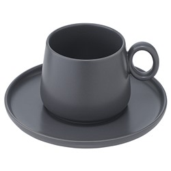 Набор из двух чайных пар темно-серого цвета из коллекции Essential, 250 мл