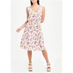 Sleeveless Paisley Shirred Waist Dress