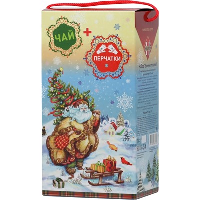 HILLTOP. Новый год. Набор Зимние гуляния (чай + перчатки) 80 гр. карт.упаковка