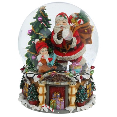 GAEM Фигурка декор в стекл шаре "Санта" (муз с ключ), D 15 см, L15 W15 H19 см