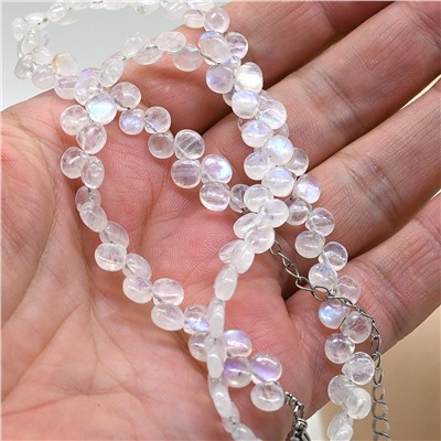 Бусы из Лунного камня адуляра капля, 44см, 19,4г